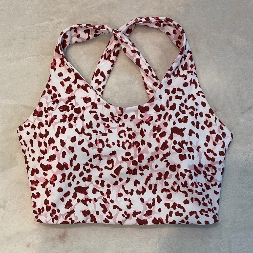 Leopard Print Cross-Back Sports Bra Size S